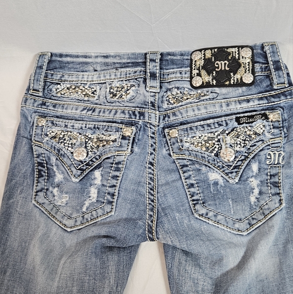 Miss Me rhinestone embellished studded bling bootcut jeans size 25 - Picture 7 of 15